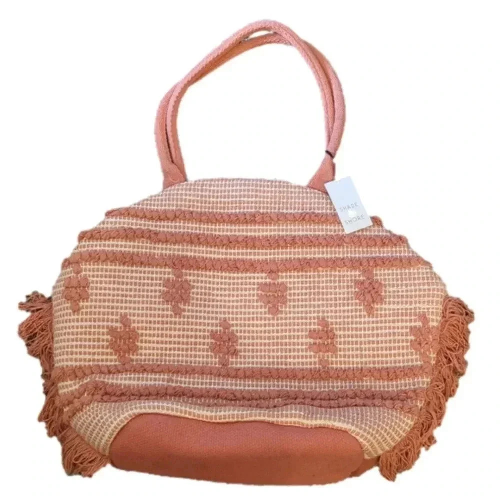 Shade & Shore Bags Straw Fringe Tote Handbag Shade & Shore